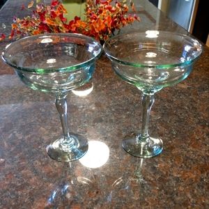 Vintage Hand Blown Margarita Glasses-2
